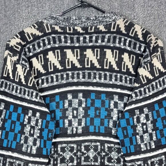 Vintage JJ Cochran Sweater Mens L Black Geometric Long Sleeve Crewneck Pullover - Picture 8 of 11